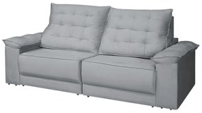 Sofá Retrátil e Reclinável Living Maittê 2,50m Veludo Cinza
