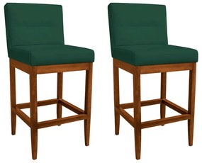 Kit 2 Banquetas Valencia Base de Madeira Maciça Veludo Verde Bandeira