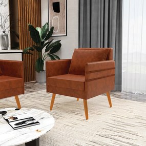 Kit 02 Poltronas Mari Corano Pés Palito Castanho D03 - D'Rossi - Nozes