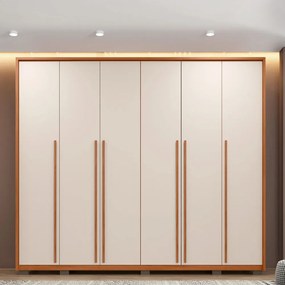 Guarda Roupa Casal Valentino 265 cm 6 Portas de Bater com 6 Gavetas MDF Freijo/OffWhite G11 - Gran Belo