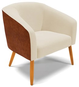 Sofá Namoradeira e Poltrona Pé Palito Castanho Stella Nozes/Linho Bege D03 - D'Rossi