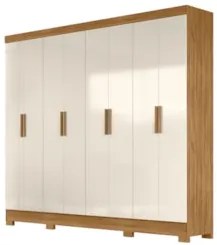 Guarda Roupa Casal 8 Portas 4 Gavetas 236cm Ágata Z17 Freijó/Off White