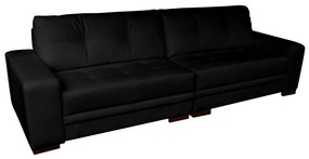 Sofá 3 Lugares Bipartido Sala de Estar Milano 240cm Couro Preto G58 - Gran Belo