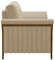 Poltrona Decorativa Sala de Estar 102cm Pés Madeira Roya Z32 Linho Beg