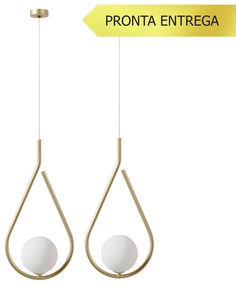 Kit 02 Pendente Gota Globo Ø12Cm C/ Rosca Alumínio 1Xg9 - Qimporta Kit... (PRETO, FOSCO)