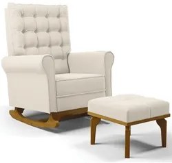 Poltrona de Amamentação Balanço e Puff Base de Madeira Brenda G05 Velu