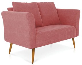 Namoradeira 02 Lugares Marilia Linho Whisky Rose A106 Pés Palito Castanho - D'Rossi