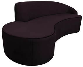 Sofá 3 Lugares Eros D07 Curvo 210cm Braço Direito Veludo Roxo - D'Rossi