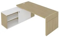 Mesa Diretor em L com Tomada 183x202cm Corp A06 Carvalho/Branco - Mpoz