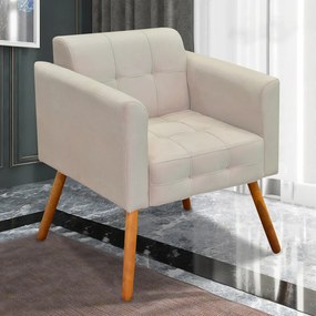 Kit 2 Poltronas Decorativas Pés Palito Karen Suede Bege G19 - Gran Belo