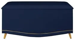 Calçadeira Baú Solteiro 90cm com Tachas Imperial J02 Veludo Azul - Mpo