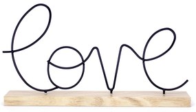 Enfeite Decorativo de Metal Love Com Base Em Madeira 20x36x5,5 cm F01 - D'Rossi