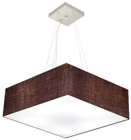 Lustre Pendente Quadrado Md-4032 Cúpula em Tecido 15/50x50cm Café - Bivolt
