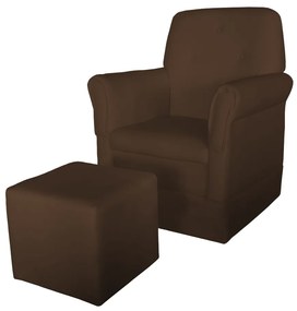 Poltrona Suzi Amamentação Balanço + Puff Suzi Suede Marrom