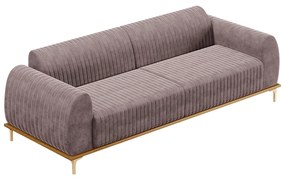 Sofá 3 Lugares Sala de Estar Bipartido Base de Madeira Euro 300 cm Veludo Rosê G15 - Gran Belo