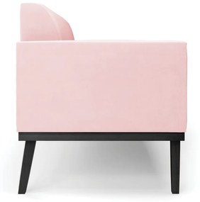 Sofá Namoradeira Base de Madeira Fixa Preto Marisa Suede  D03 - D'Rossi - Rosa Bebê
