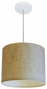 Lustre Pendente Cilíndrico Md-4143 Cúpula em Tecido 35x25cm Rustico Bege / Bege - Bivolt