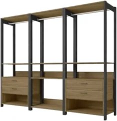 Guarda Roupa Casal Closet 219cm 4 Gavetas Una Mel/Preto C01 - Mpozenat