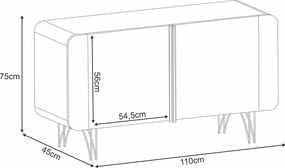 Buffet Decorativo Sala de Estar Bambino MDP/MDF Pés em Aço Off White/Champagne G26 - Gran Belo