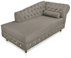 Divã Chesterfield 165 cm Capitonado com Strass Suede D'Rossi - Marrom Rato