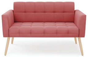 Sofá Namoradeira Elisa Suede Rosê Pés Palito Natural - D'Rossi