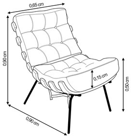 Kit 2 Poltronas Costela Com 2 Puff Costela Suede Marrom