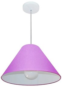 Lustre Pendente Cone Md-4078 Cúpula em Tecido 25/40x15cm Lilás - Bivolt