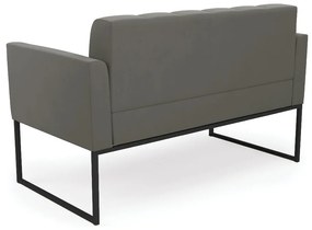 Sofá Namoradeira Elisa Suede Base Metálica Industrial Preto - D'Rossi - Grafite