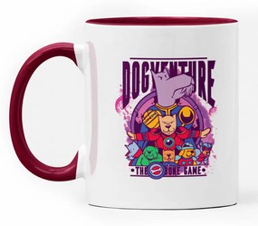 Caneca Dogventure Vingadores Dog Bone Game Geek Nerd Branca com Alça Vinho