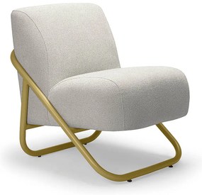 Poltrona Sala Decorativa Industrial Dourado Martina Bouclê Cinza K01 - D'Rossi