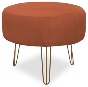 Puff Chloe Pés Hairpin Legs Dourado Suede Telha