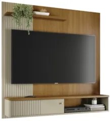 Painel TV 65 Pol e Bancada Suspensa Neris Z10 Cumaru/Opala - Mpozenato
