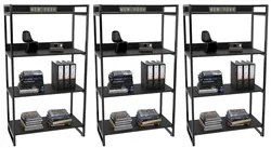 Kit 3 Estantes Livreiro Prisma Estilo Industrial 80cm 4 Prateleiras C0