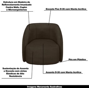 Kit 2 Poltronas Decorativas Clarke Veludo Marrom G45 - Gran Belo
