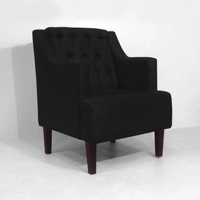 Poltrona Classic Suede Preto Pés Palito Sala, Quarto, Decoração