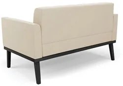 Sofá Namoradeira Base Madeira Preto Ana Suede Bege - Ibiza