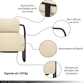 Kit 2 Poltronas Decorativas Sala de Estar Polatsk Base Industrial de Ferro Bouclê Bege G33 - Gran Belo