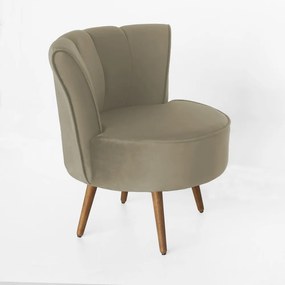 Poltrona Pérola Decorativa Pés Palito Veludo Nude