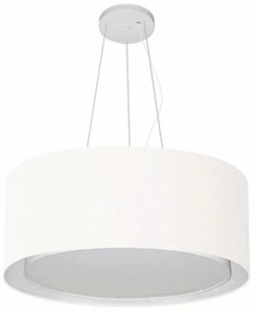Lustre Pendente Cilíndrico Duplo Md-4124 Cúpula em Tecido 50x25cm Branco - Bivolt