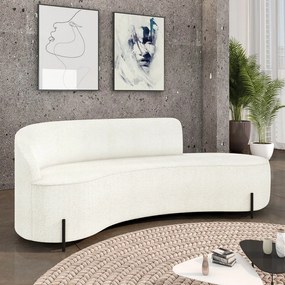 Sofá 3 Lugares Orgânico 180cm Pé Ferro Preto Morgan Bouclê D03 - D'Rossi - Off White
