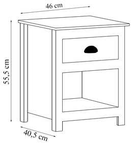 Mesa De Cabeceira Decorativa Alina Madeira 1 Gaveta Branca/Carvalho G74 - Gran Belo