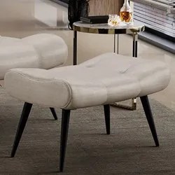 Puff Decorativo Para Sala de Estar Pés Palito Lord Facto Dunas Pérola