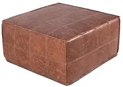 Puff Quadrado Decorativo Sala de Estar Living Lira L07 Couro Camel - M