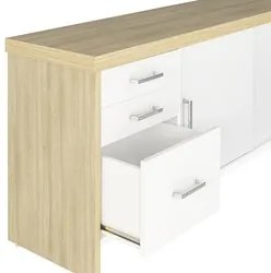 Conjunto Escritório Home Office 5 Peças Corp A06 Carvalho/Branco - Mpo