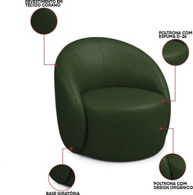 Poltrona Decorativa Orgânica Giratória kit 2 Lua Sintético PU D03 - D'Rossi  - Verde