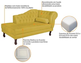 Recamier Diana 185cm Lado Esquerdo Suede Amarelo - ADJ Decor