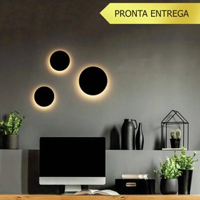 Arandela Eclipse Curvo 3Xg9 Ø30X7Cm | Usina 239/30 (PT - Preto Texturizado)