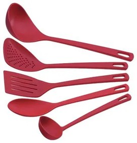 Jogo de Utensílios Tramontina Easy em Nylon Vermelho 5 Peças