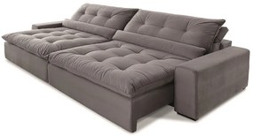 Sofá 4 Lugares Retrátil e Reclinável - Confortable Suede Cinza