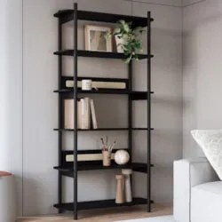 Estante Industrial 6 Prateleiras Pés Madeira Arlo A10 Nero/Preto - Mpo